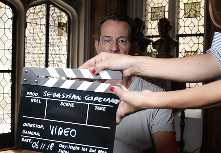 Sebastian Copeland, Martine Dubin and the CORE crew filming at the Explorers Club Headquarters in New York City.